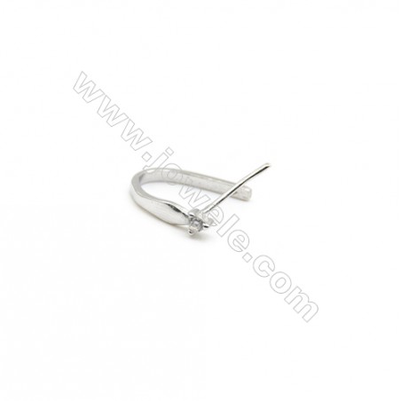 925 Sterling Silver Pinch Bail  Rhodium  2x15mm  Pin 0.68mm  Cubic Zirconia Micro Pave