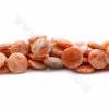 Rouleaux de perles de calcite naturelle orange, rond plat, diamètre 20mm, trou 1.2mm, 15~16"/rangée