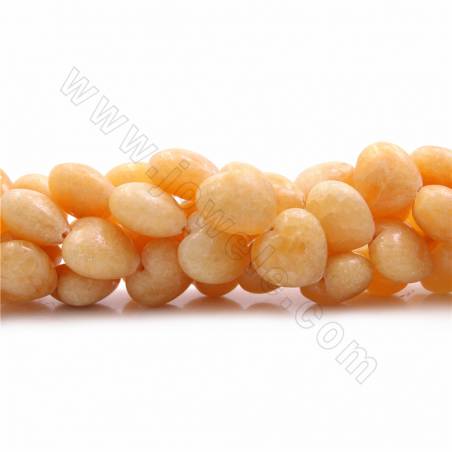 Rouleaux de perles de calcite naturelle orange, coeur, taille 19x20mm,  trou1.2mm, 15~16"/rangée
