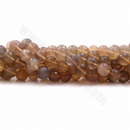 Perles fluorite jaune rond sur fil  Taille 10-11mm de diamètre trou 0.9-1.2mm 15~16"/fil
