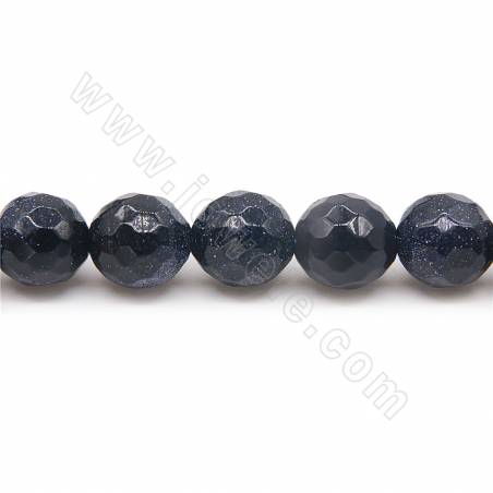 Synthesis Blue Goldstone Faceted Round Diameter8mm Hole1.2mm 39-40cm/Strand