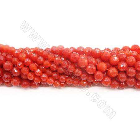 Perles Jade teinté ronde facette sur fil Taille 6mm trou 1mm 15~16"/fil
