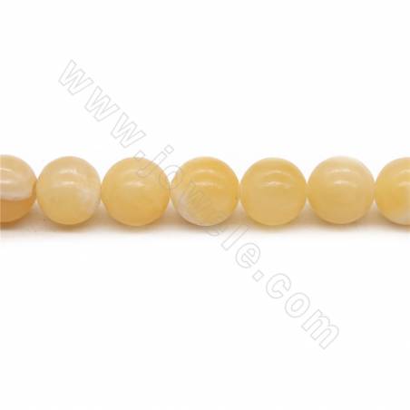 Grânulos De Jade Amarelo Natural, Redondo, Tamanho 10 mm, Orifício 0.8 mm, Comprimento 39-40cm/pç.