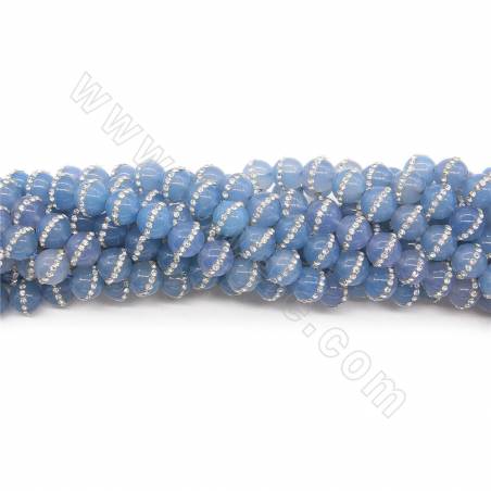 Perles Jade HANBAI teinté avec zircon rond sur fil Taille 8-10mm trou 1-1.2mm 15~16"/fil