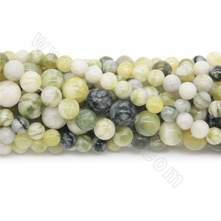 Rouleau de perles de jade naturel, fleur de prunier, diamètre rond 10mm, trou 1.2mm 15''-16''/ruban