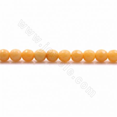 Fili di perle di giada gialla naturale, rotonde sfaccettate, diametro 5 mm, foro 0,9 mm, 15~16"/filare