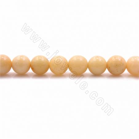 Fili di perle di giada gialla naturale, rotonde, diametro5 mm, foro 1 mm, 15~16"/filare