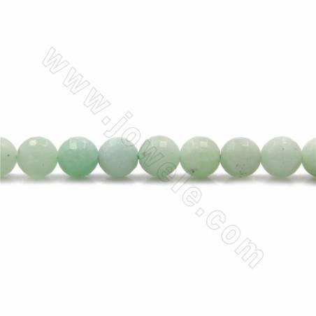 Grânulos Burma Jade Natural, Redondo Facetado, Diâmetro 8mm, Orifício 1mm,Comprimento 15~16"/pç