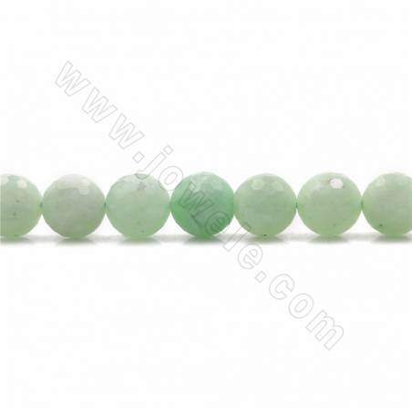 Grânulos Burma Jade Natural, Redondo Facetado, Diâmetro 10mm, Orifício 1mm,Comprimento 15~16"/pç