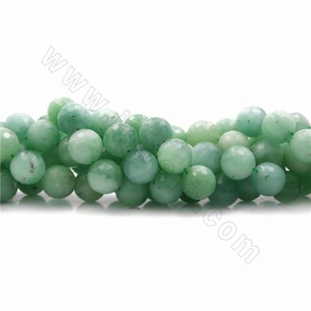 Jade de Myanmar perle ronde facette sur fil  Taille 4-20mm trou 0.9-1.2mm 15~16"/fil
