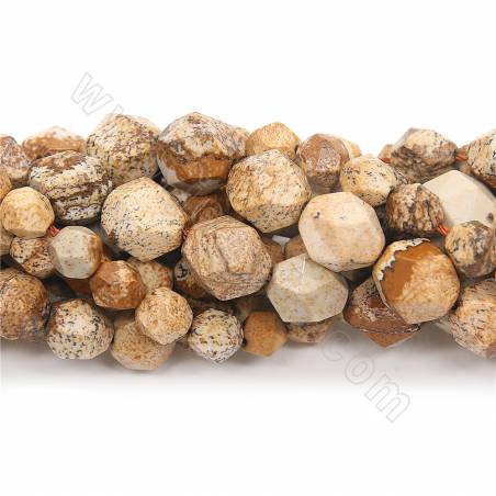 Perles de jaspe naturel à facettes étoile taille 7x8mm trou 1.2 mm 15''-16''/cordeau