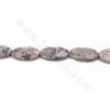 Rouleaux de perles de jaspe naturel gris, plat et ovale (à facettes), diamètre 15x29mm,  trou 1.2mm, 15~16