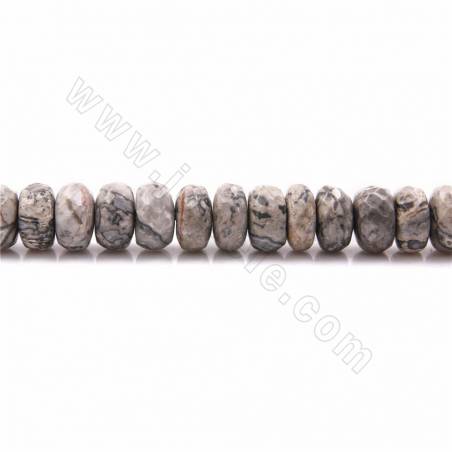 Natural Gray Picture Jasper Faceted  Abacus Beads Strand Size 5x9mm Hole 1.2mm 15~16"/Strand