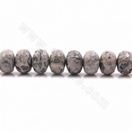 Natural Grey Picture Jasper Beads Stränge, Abakus (facettiert), Größe 8x11mm, Loch 1,2mm, 15 ~ 16 "/ Strang