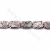 Rouleaux de perles de jaspe d'image gris naturel, Rectangle (à facettes), Taille 13x18mm, Trou 1.2mm, 15~16