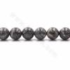 Rouleaux de perles en jaspe naturel gris, rond, diamètre 11mm, trou 1.2mm, 15~16"/rangée