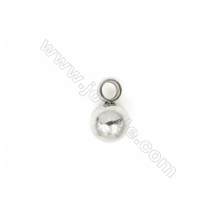304 Stainless Steel Round Ball Charms Pendants  Diameter 6mm  Hole 2mm  300pcs/pack