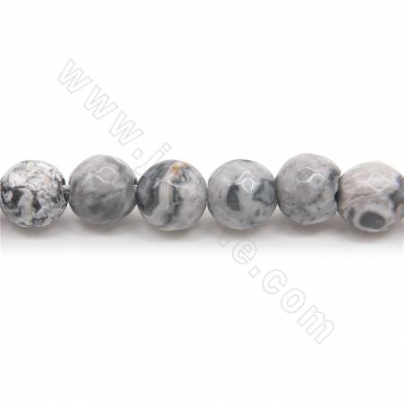 Natural map stone beads strand faceted round diameter 6mm hole 1.2 mm 15''-16''/strand