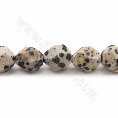 Rangée de perles en jaspe dalmatien naturel facettes étoile taille 8x10mm trou 1.2mm 15''-16''/rangée