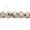 Rangée de perles en jaspe dalmatien naturel à facettes rondes, diamètre 8mm, trou 1.2mm 15''-16''/rangée