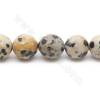 Rangée de perles en jaspe dalmatien naturel à facettes rondes, diamètre 10mm, trou 1.2mm 15''-16''/rangée