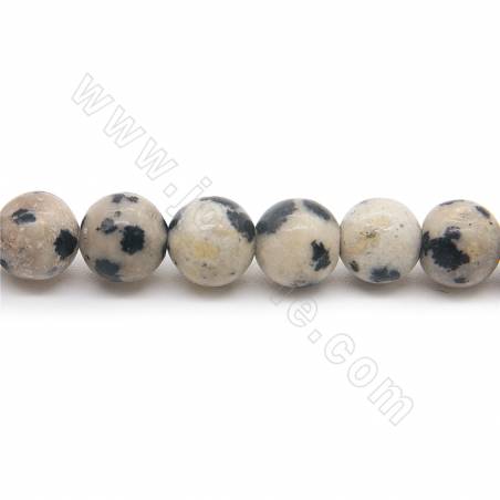 Perline naturali di diaspro dalmata in filo diametro rotondo 6mm foro 1,2 mm 15''-16''/filare