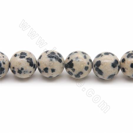 Perline naturali di diaspro dalmata in filo diametro rotondo 8 mm foro 1,2 mm 15''-16''/filare