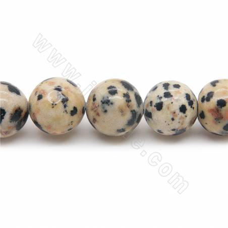 Perline naturali di diaspro dalmata in filo diametro rotondo 10 mm foro 1,2 mm 15''-16''/filare