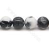 Perles de jaspe zébré noir et blanc naturel, diamètre rond 10mm, trou 1.2 mm 15''-16''/cordeau
