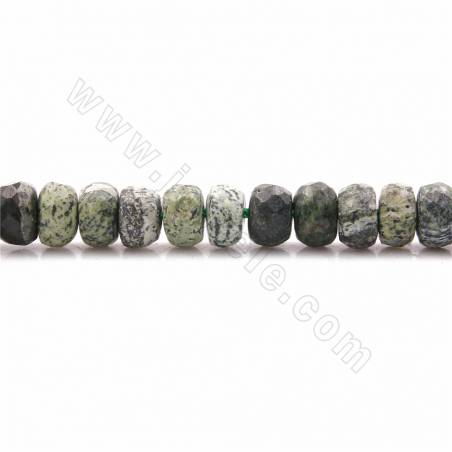 Fili di perle di diaspro verde naturale, abaco sfaccettato, dimensioni 4x7 mm, foro 1 mm, 15~16"/filo