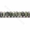 Rouleaux de perles de jaspe zébré vert naturel, abaque à facettes, taille 6x11mm, trou 1.2mm, 15~16"/rangée
