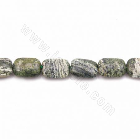 Rouleaux de perles de jaspe zébré vert naturel, rectangle, taille 12X16mm, trou 1.2mm, 15~16"/rangée