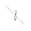 925 Sterling Silver Pinch Bail  Rhodium  6x16mm  Cubic Zirconia Micro Pave