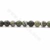 Rouleaux de perles de jaspe zébré vert naturel, rondes (facettes), taille5mm, trou 0.9mm, 15~16"/ruban