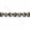 Rouleaux de perles de jaspe zébré vert naturel, rondes (facettes), taille 8mm, trou 1mm, 15~16"/ruban