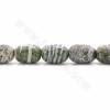 Rouleaux de perles de jaspe zébré vert naturel, baril (facettes), taille 15x30mm, trou1.2mm, 15~16"/rangée