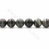 Rouleaux de perles de jaspe zébré vert naturel, rondes, taille 25mm, trou 1.5mm, 15~16"/ruban