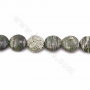 Rouleaux de perles de jaspe zébré vert naturel, rond plat, taille 16mm, trou 1.5mm, 15~16"/rangée