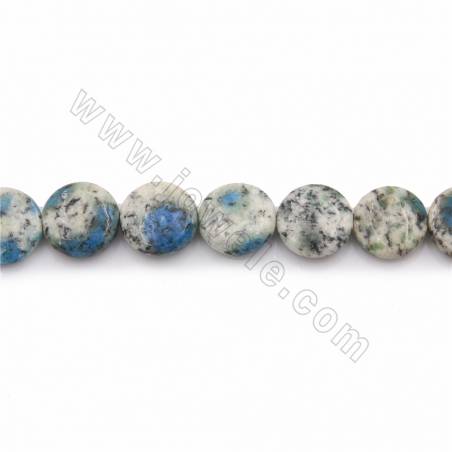 Fili di perle di diaspro naturale K2, rotondo piatto, diametro 12 mm, spessore 5 mm, foro 0,7 mm, 15~16"/filamento