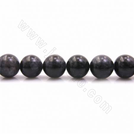 Rouleaux de perles de Labradorite noire naturelle, ronde, taille 12mm, trou 1.2mm, 15~16"/ruban