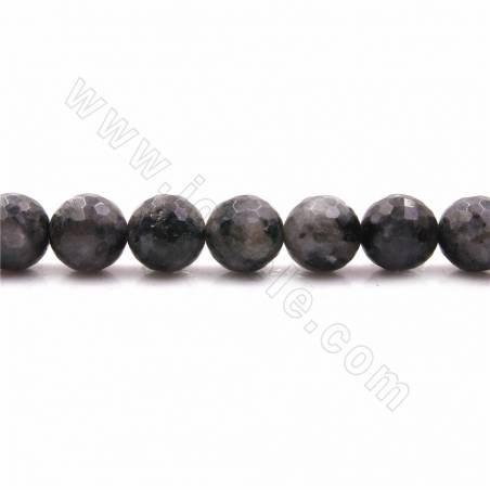 Fili di perline di labradorite nera naturale, rotondo sfaccettato, diametro 10 mm, foro 1 mm, 15~16"/filare