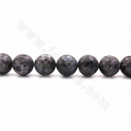 Натуральные черные бусины лабрадорита, граненые круглые, диаметр 14 мм, отверстие 1,5 мм, 15~16" / нить