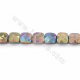 Rouleaux de perles de Labradorite électrodéposées, carrées (à facettes), taille 12x12mm, trou 1mm, longueur 15~16"/rang