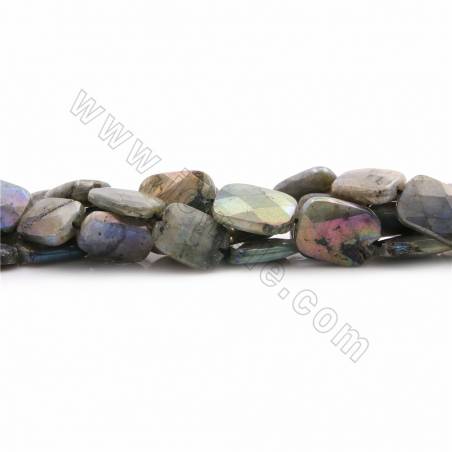 Rouleaux de perles de Labradorite électrodéposées, Rectangle (facettes), Taille 13x18mm, Trou 1mm, Longueur 15~16"/rangé