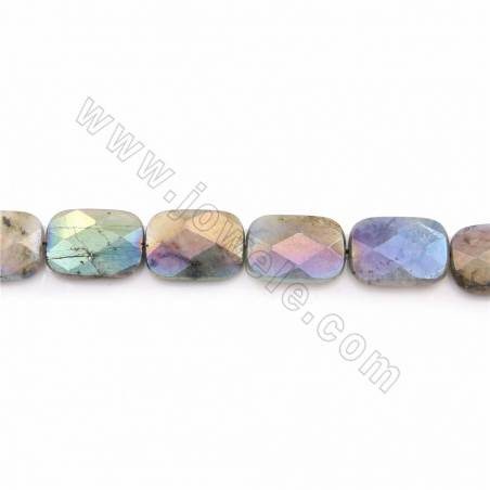 Rouleaux de perles de Labradorite électrodéposées, Rectangle (facettes), Taille 18x24mm, Trou 1mm, Longueur 15~16"/rangé