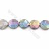 Rouleaux de perles de Labradorite électrodéposées, Ronde plate (à facettes), Taille 20mm, Trou 0.7mm,Longueur 15~16"/rangée