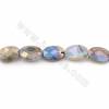 Rouleaux de perles de Labradorite électrodéposées, Ovale plat (facettes), taille 9x14mm, trou 1mm, longueur 15~16"/rang