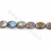 Rouleaux de perles de Labradorite électrodéposées, Ovale plat (facettes), taille 13x18mm, trou 1mm, longueur 15~16"/rang