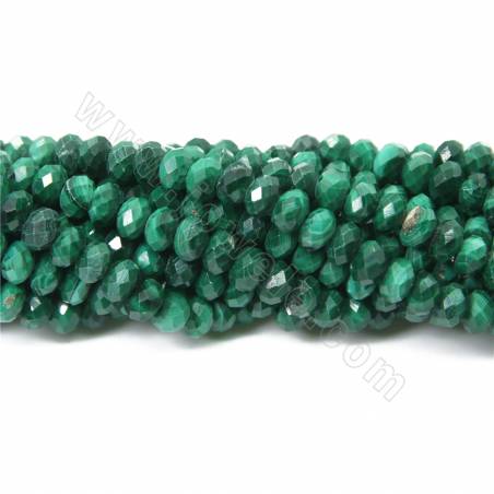 Perles de malachite naturelle en forme d'abaque à facettes taille 2.5x4mm trou 0.8 mm 15~16"/cordeau