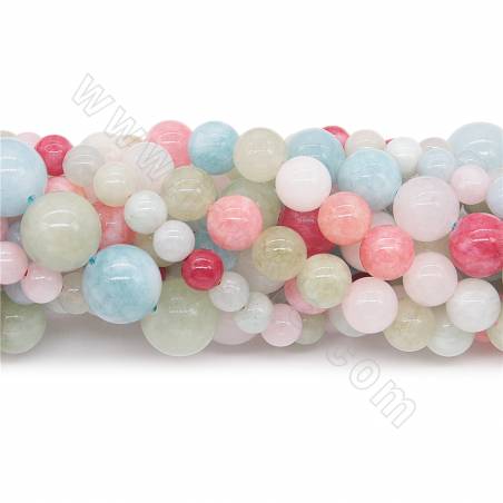 Collier de perles de morganite naturelle ronde diamètre 8 mm trou 1.2 mm 15~16"/cordeau